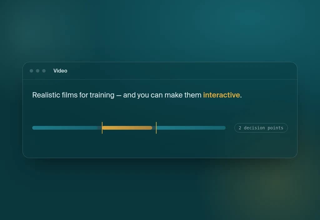 A video surface panel: a timeline with two branch points marked.
